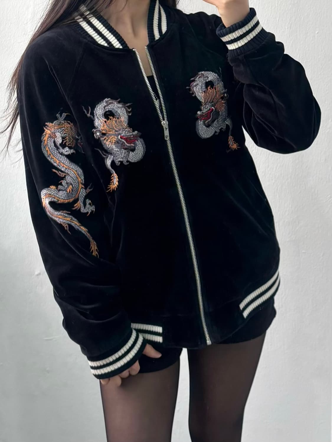 Hundredclub Velvet Dragon Skull Sukajan 상품이미지1