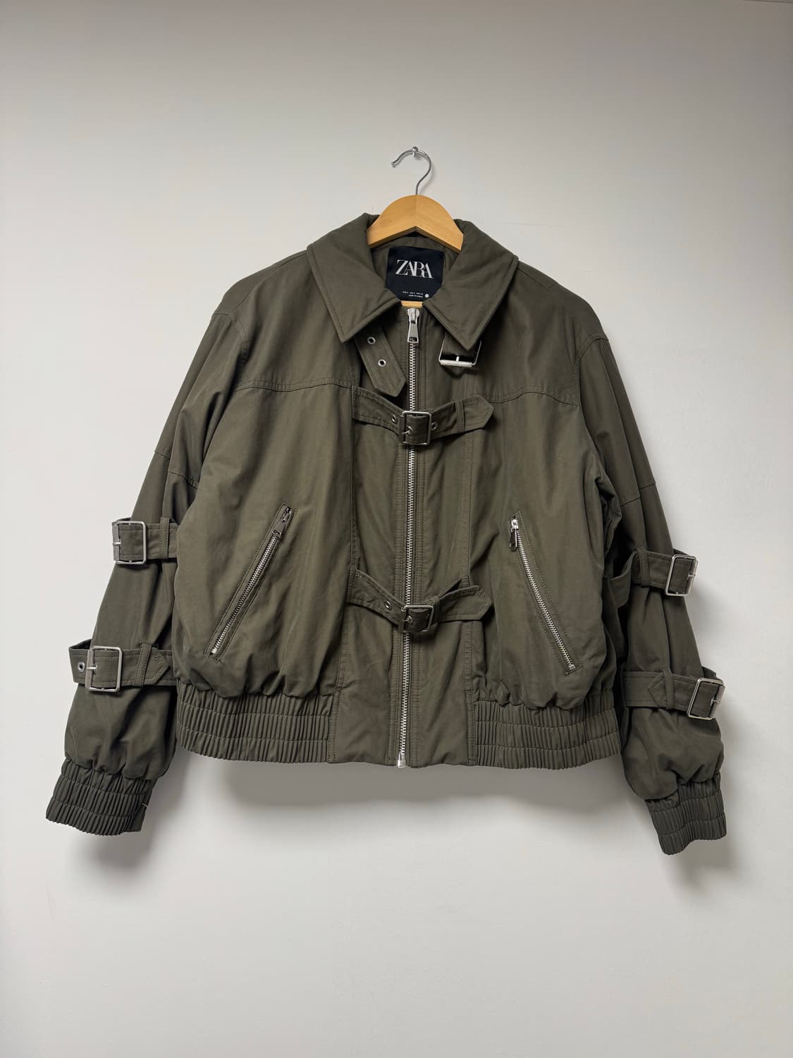 ZARA 자라 탭 버클 벨트 포인트 카키 봄버자켓 S 상품이미지7