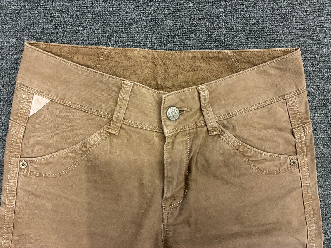 L)Japanese vintage 여성 자수 디테일 부츠컷 코튼팬츠 상품이미지5