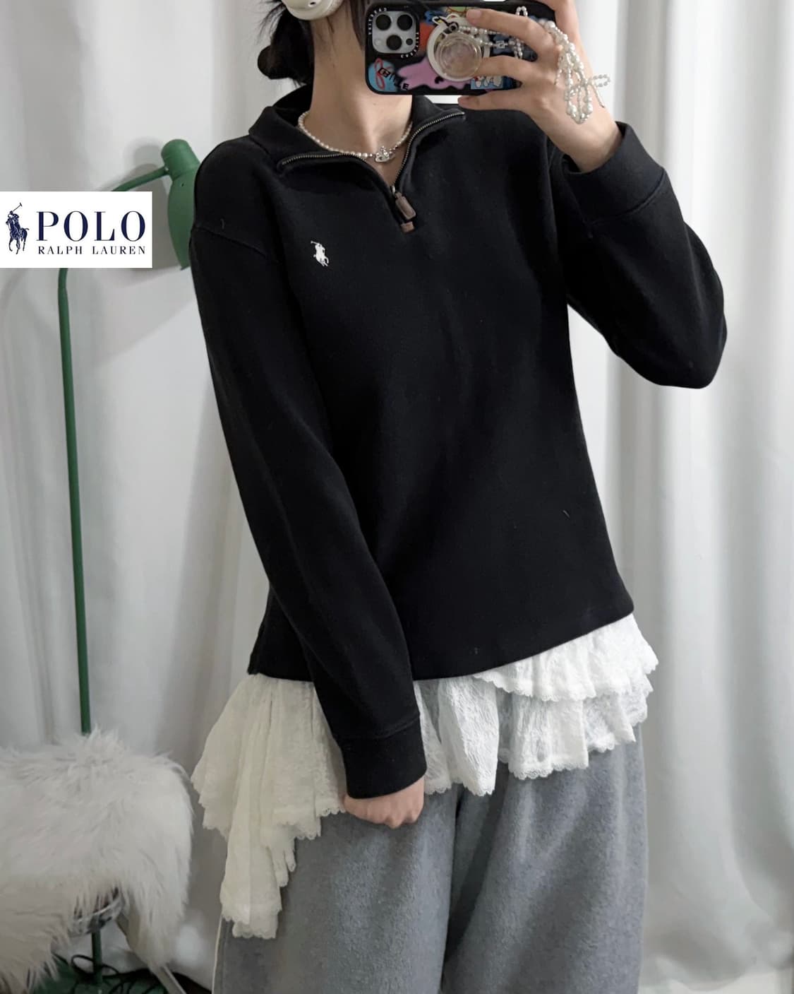 폴로 랄프로렌 블랙 반집업 니트 상품이미지3