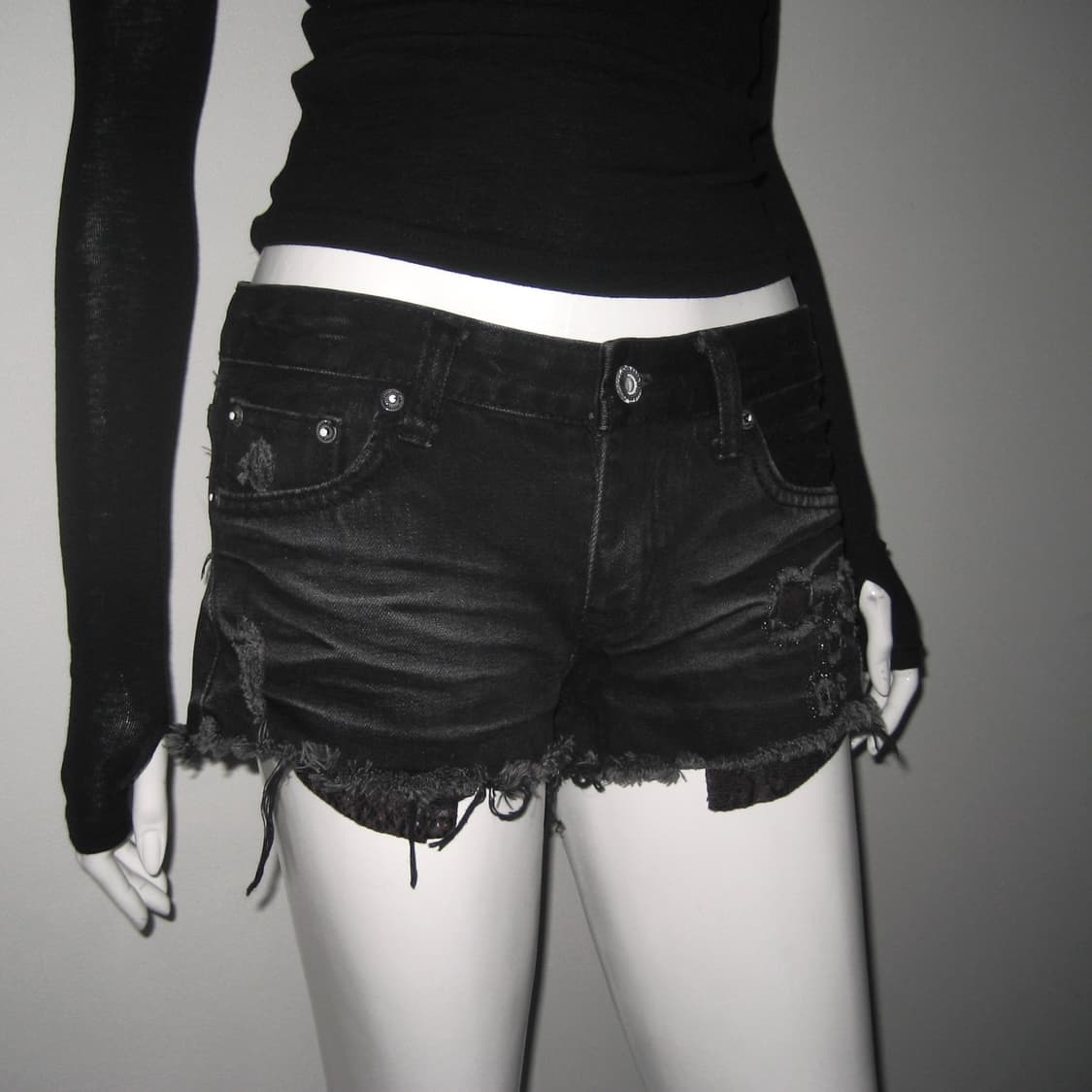 펑크 흑청 팬츠 반바지 상품이미지6