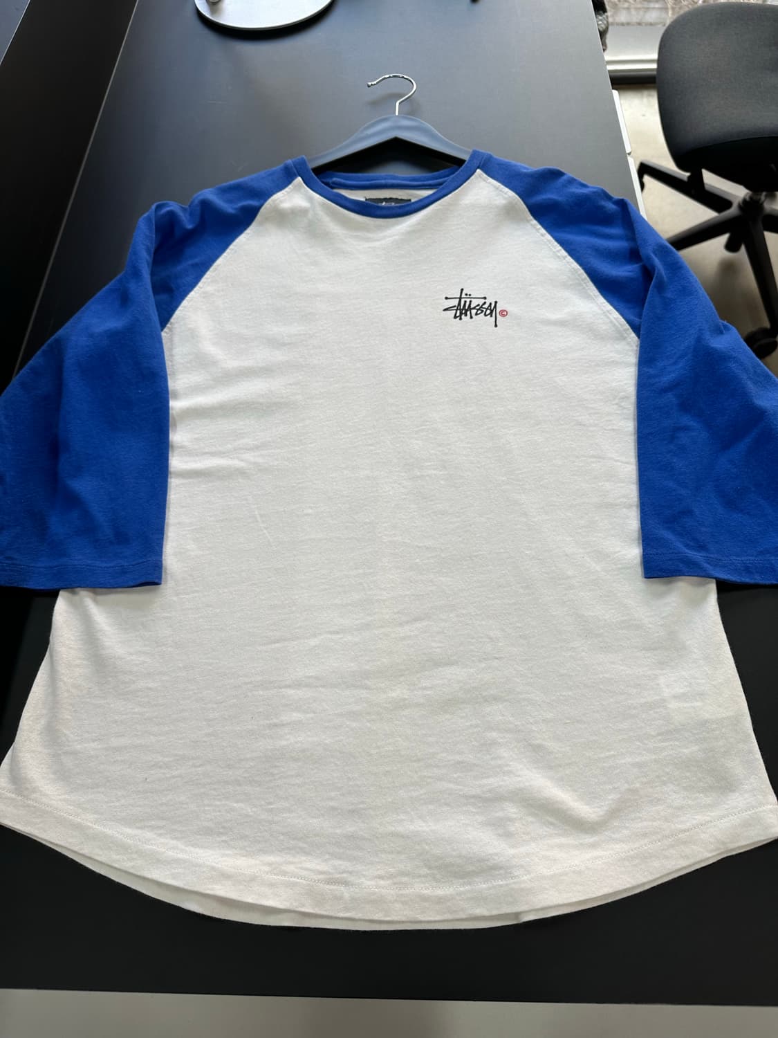 스투시 빅로고 레글런 티셔츠 블루 상품이미지5