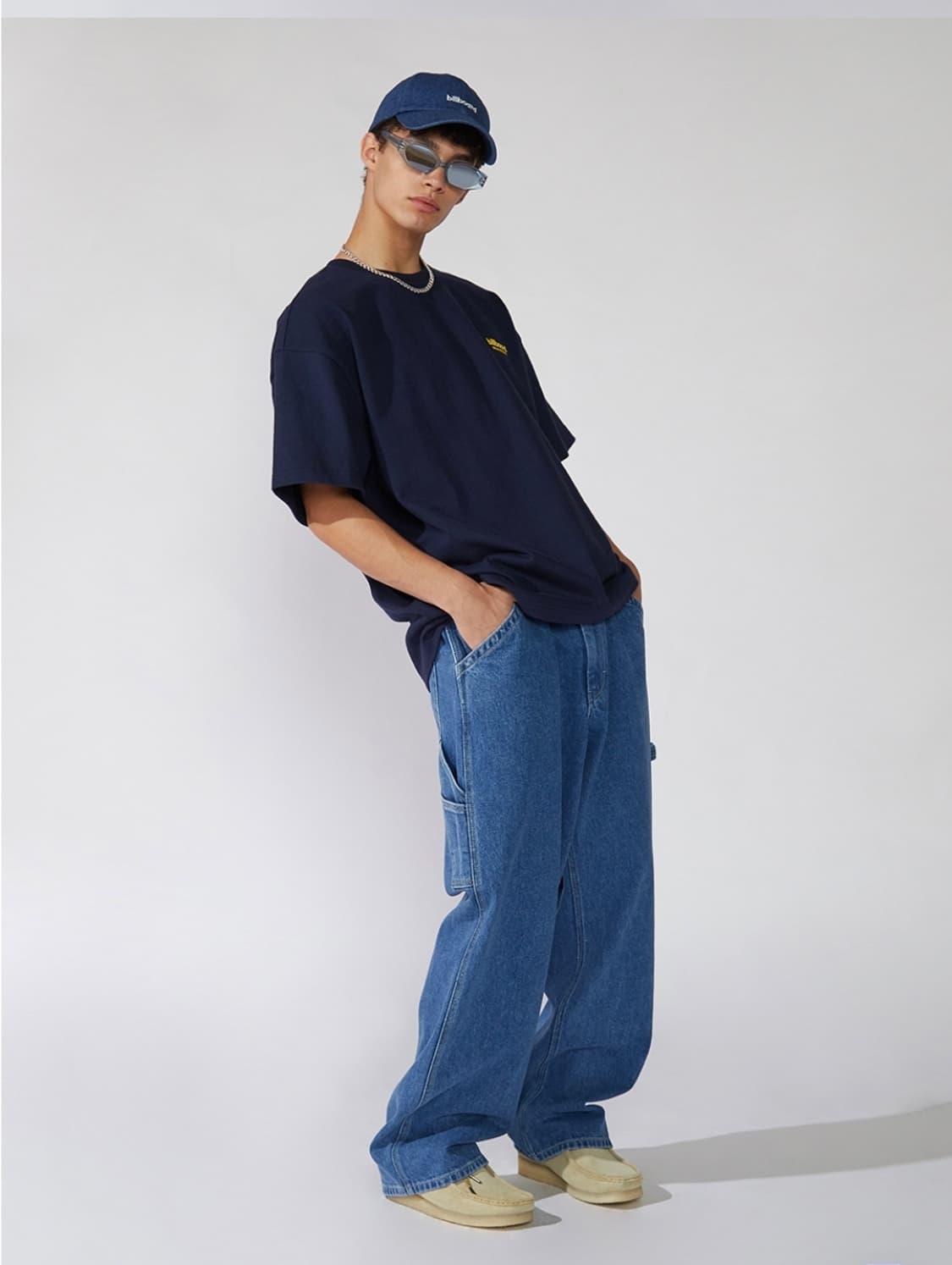 브랜드 빌보드 카펜터 와이드 인디고 데님팬츠 중청 청바지 남자바지 사계절 상품이미지4