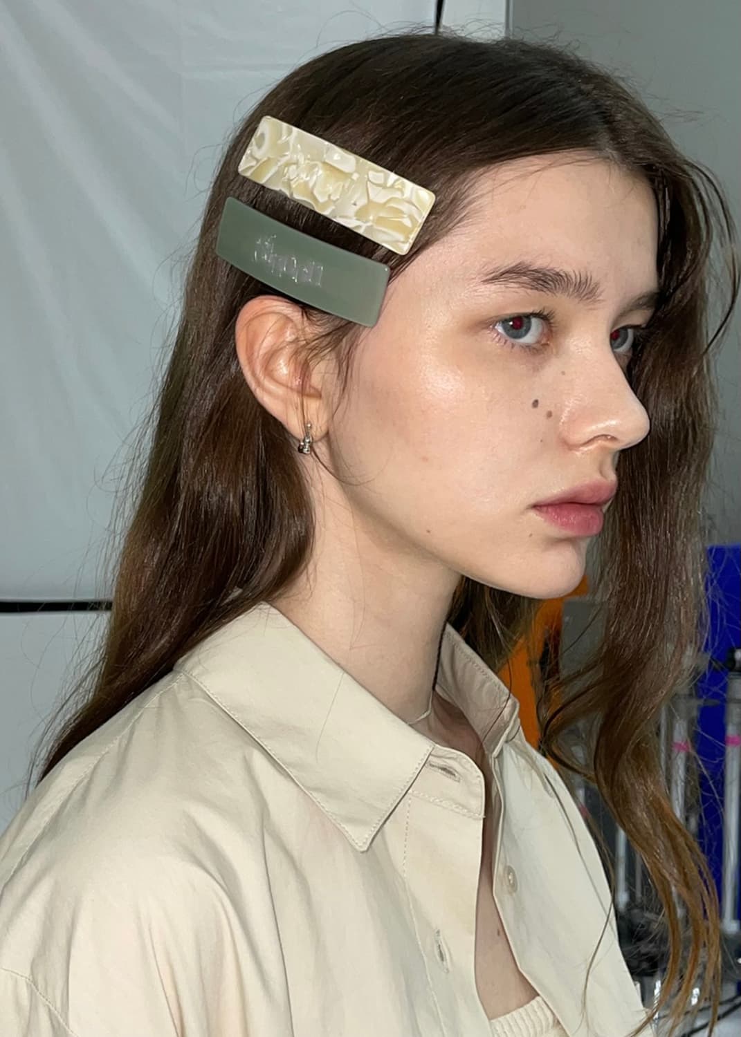 시눈 로고 헤어 클립 마블 아이보리 헤어핀 marble hairclip 상품이미지3