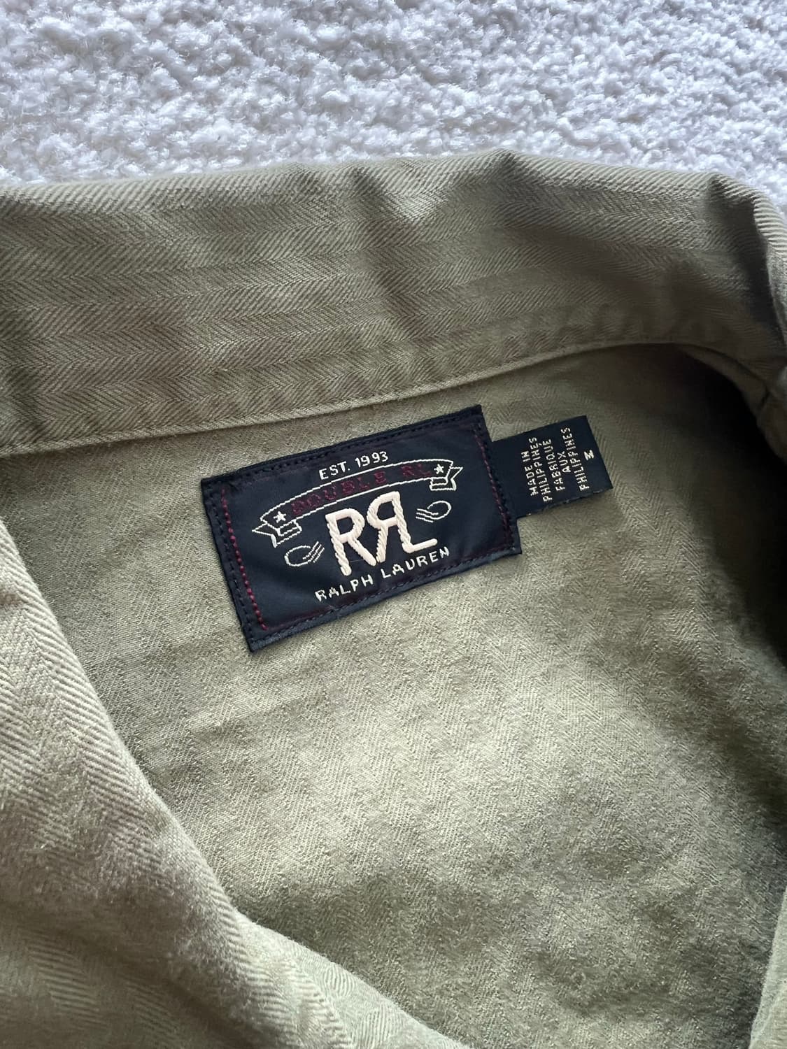 RRL 헤링본 트윌 밀리터리 셔츠 올리브 상품이미지3