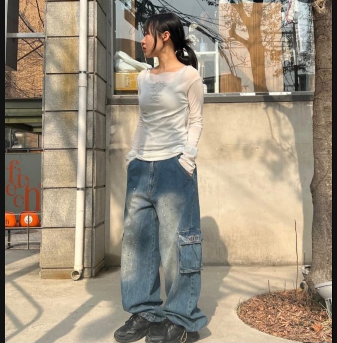 스컬프터 데님 카고 팬츠 인디고 상품이미지3