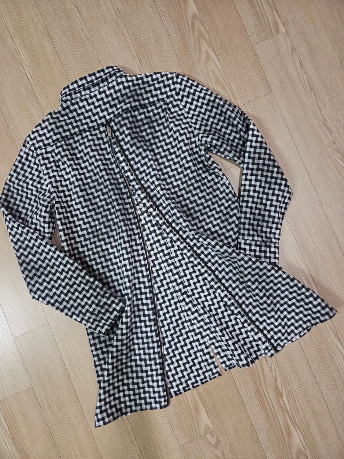 semantic design 러기드 체크 백 지퍼 셔츠 재킷 상품이미지7