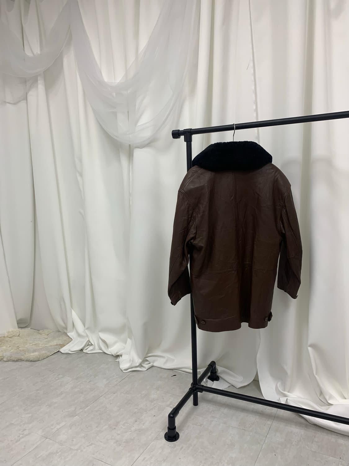 brown fur leather jacket 상품이미지2