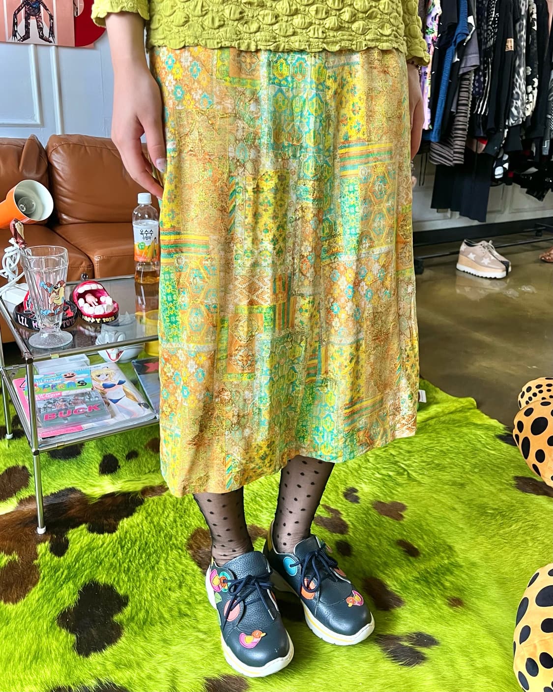 JPN Vintage 3D Detail Retro Print Skirt 상품이미지2