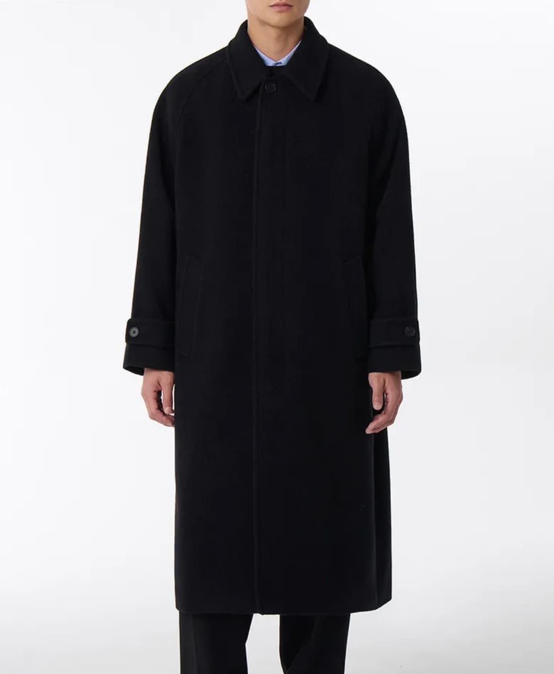 [새상품] 무신사스탠다드 오버사이즈 발마칸코트 블랙 L (정가26만원) 상품이미지3