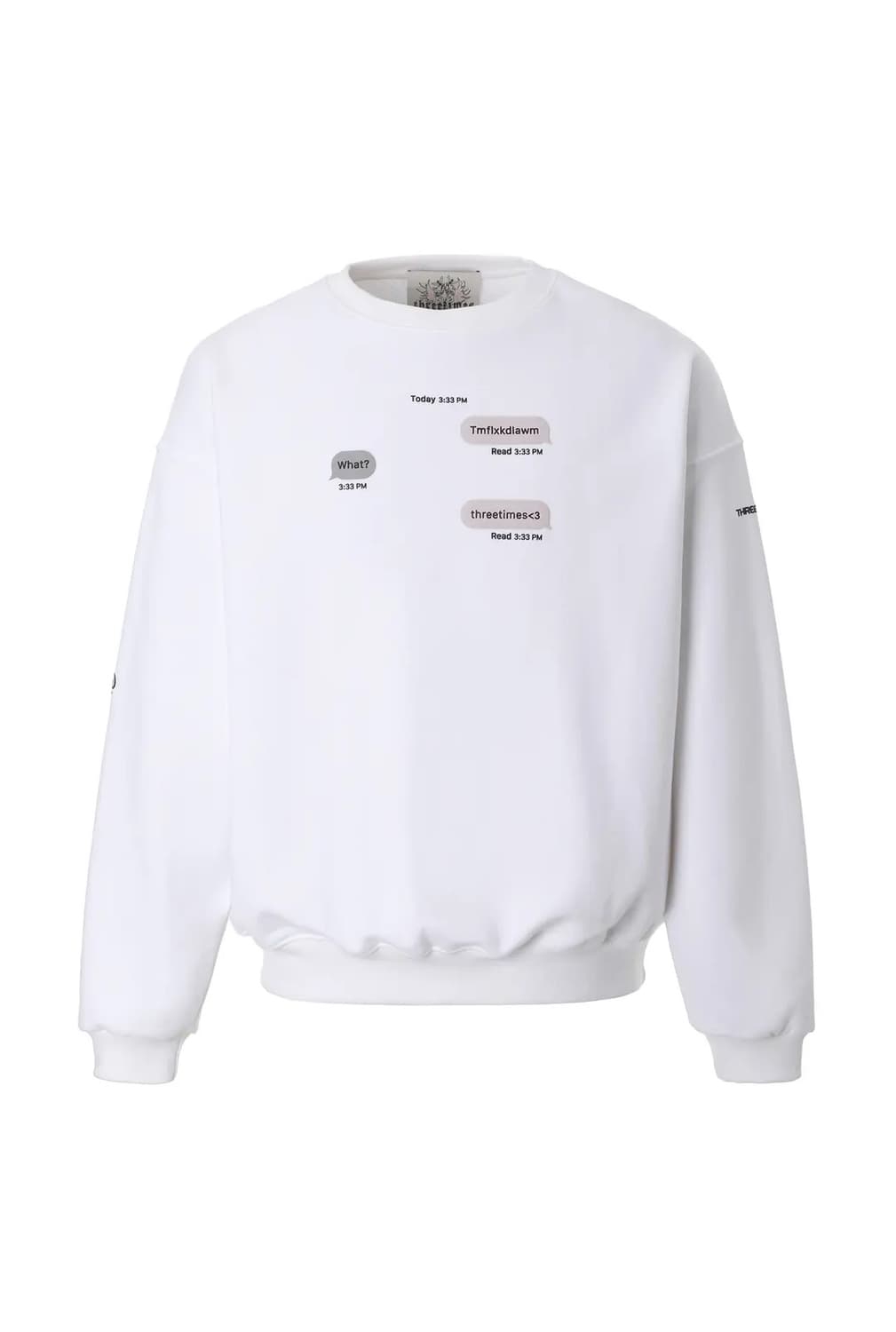 쓰리타임즈 맨투맨 chat sweatshirt 화이트/블랙 상품이미지1