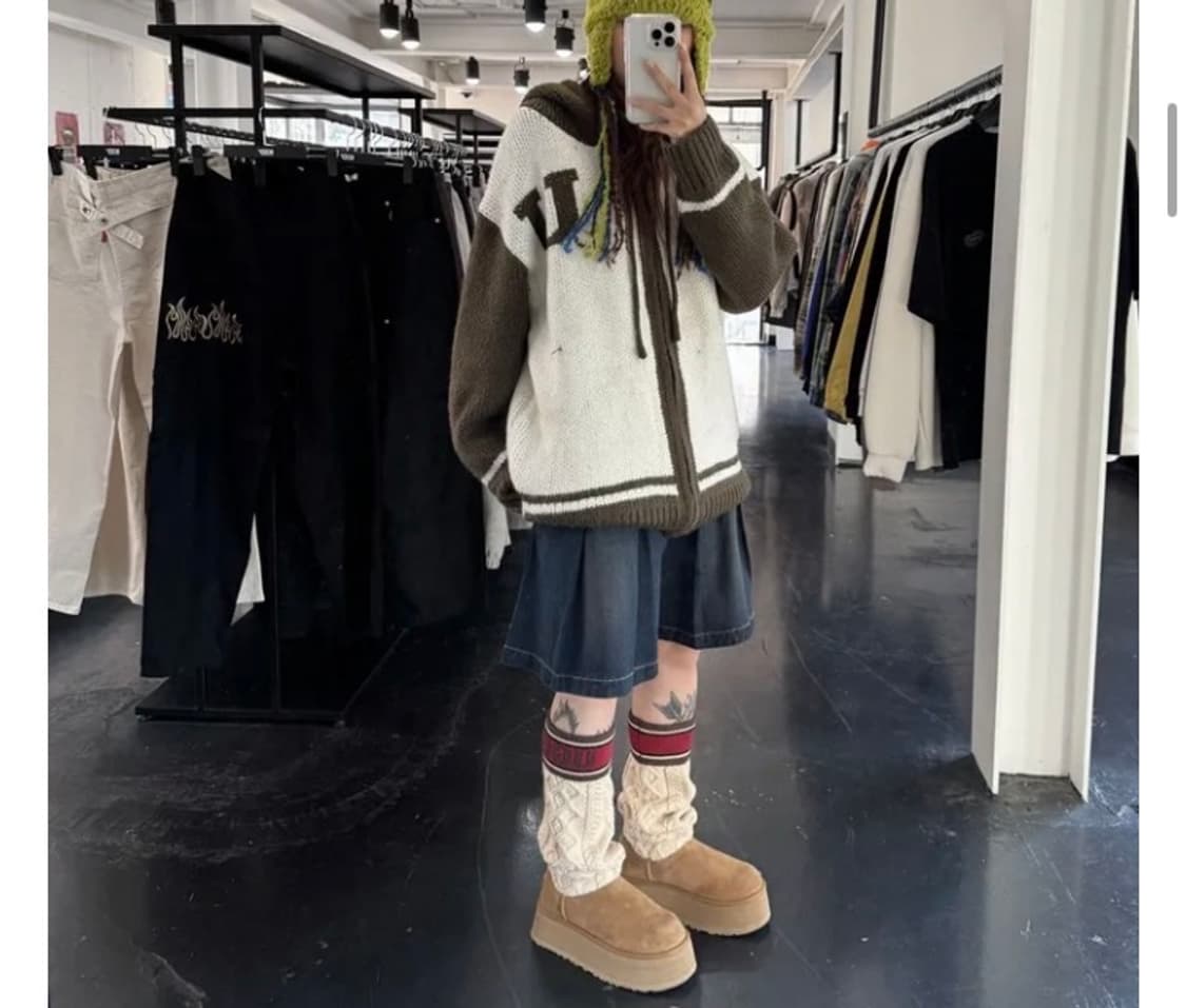 테니스 미디 플리츠 데님 스커트 상품이미지1