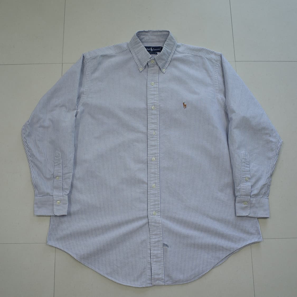 90s 폴로 랄프로렌 캔디 블루 스트라이프 셔츠 16.5-33(XL) 상품이미지1
