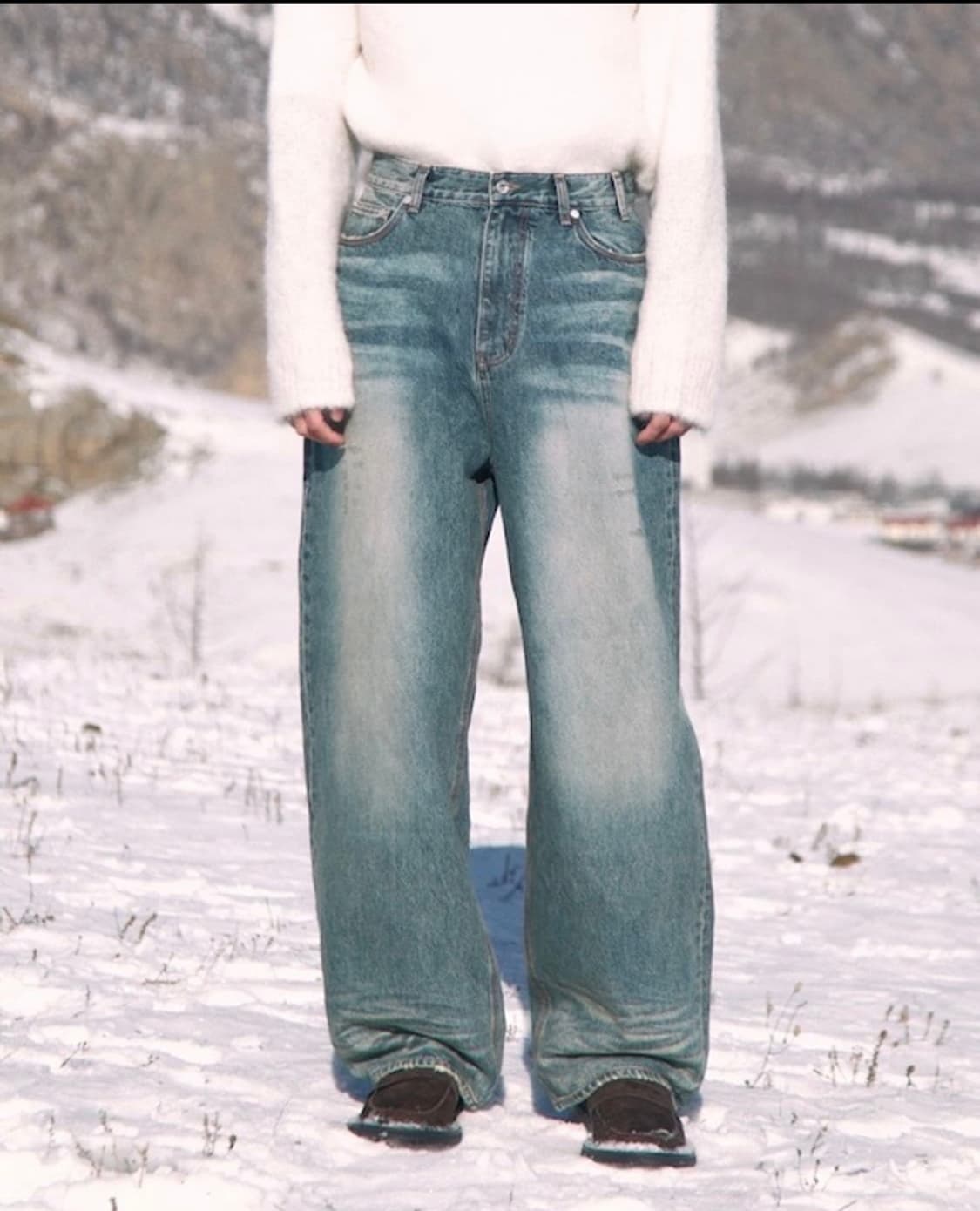 23fw 와이드 데님팬츠 미드 블루 s 사이즈 상품이미지1