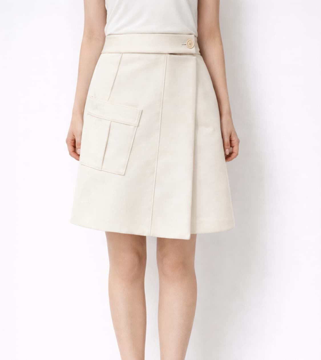 루이비통 울 실크 아이보리 랩 스커트 36 상품이미지7