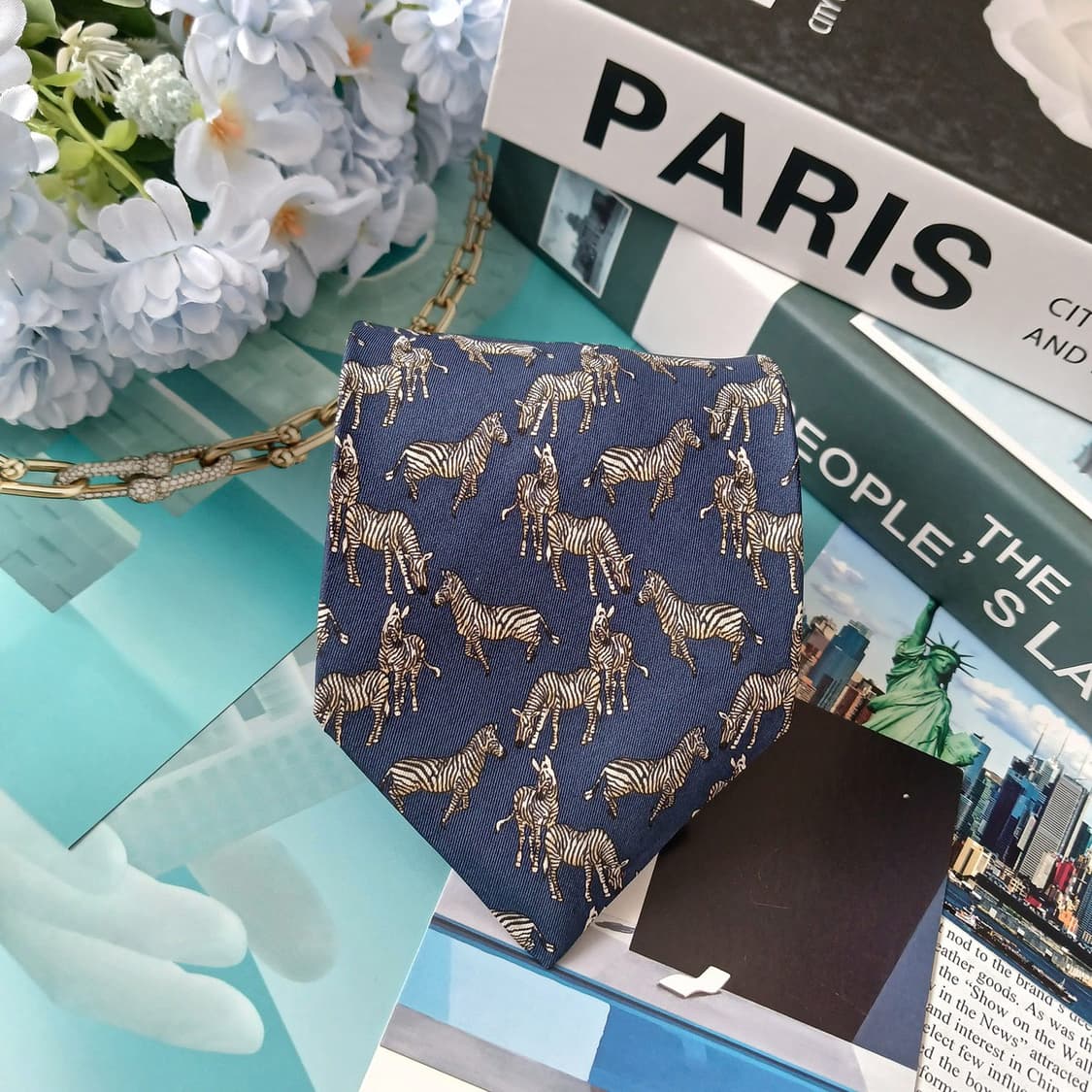 리첼 실크 네이비 얼룩말 모티브 넥타이 9.2cm A+등급 G17
 상품이미지2