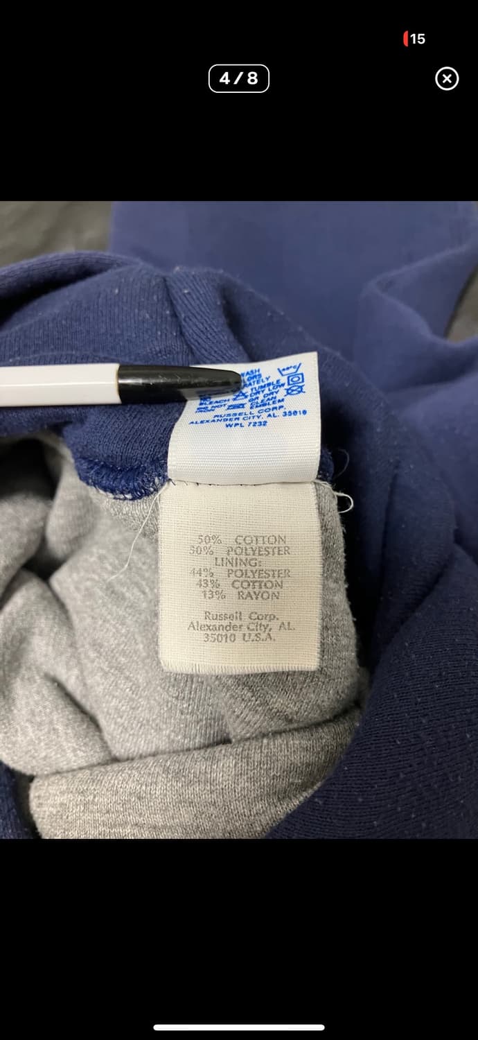 80s 러셀 더블페이스 후디 네이비 XL 상품이미지4