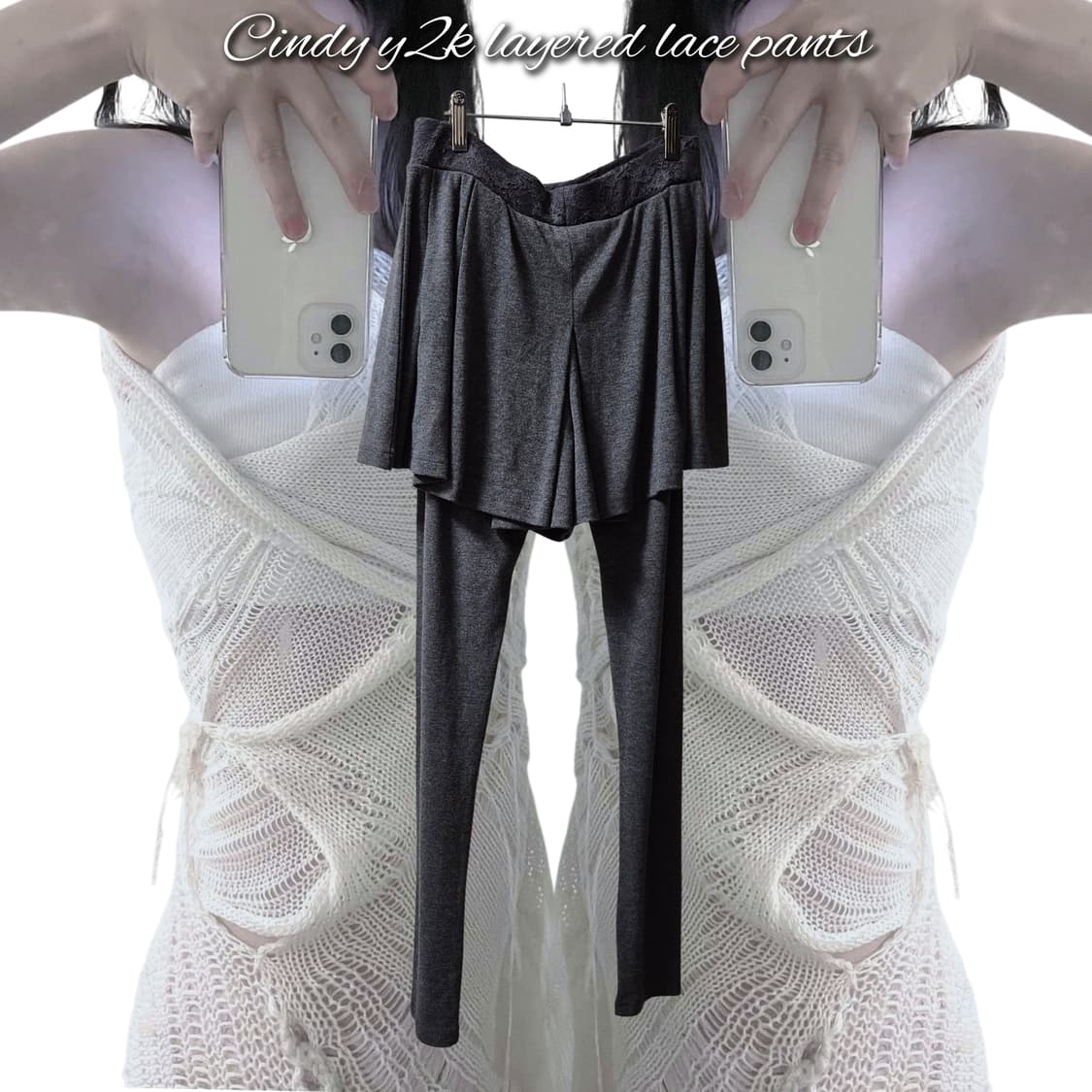 Cindy y2k layered lace pants 상품이미지1