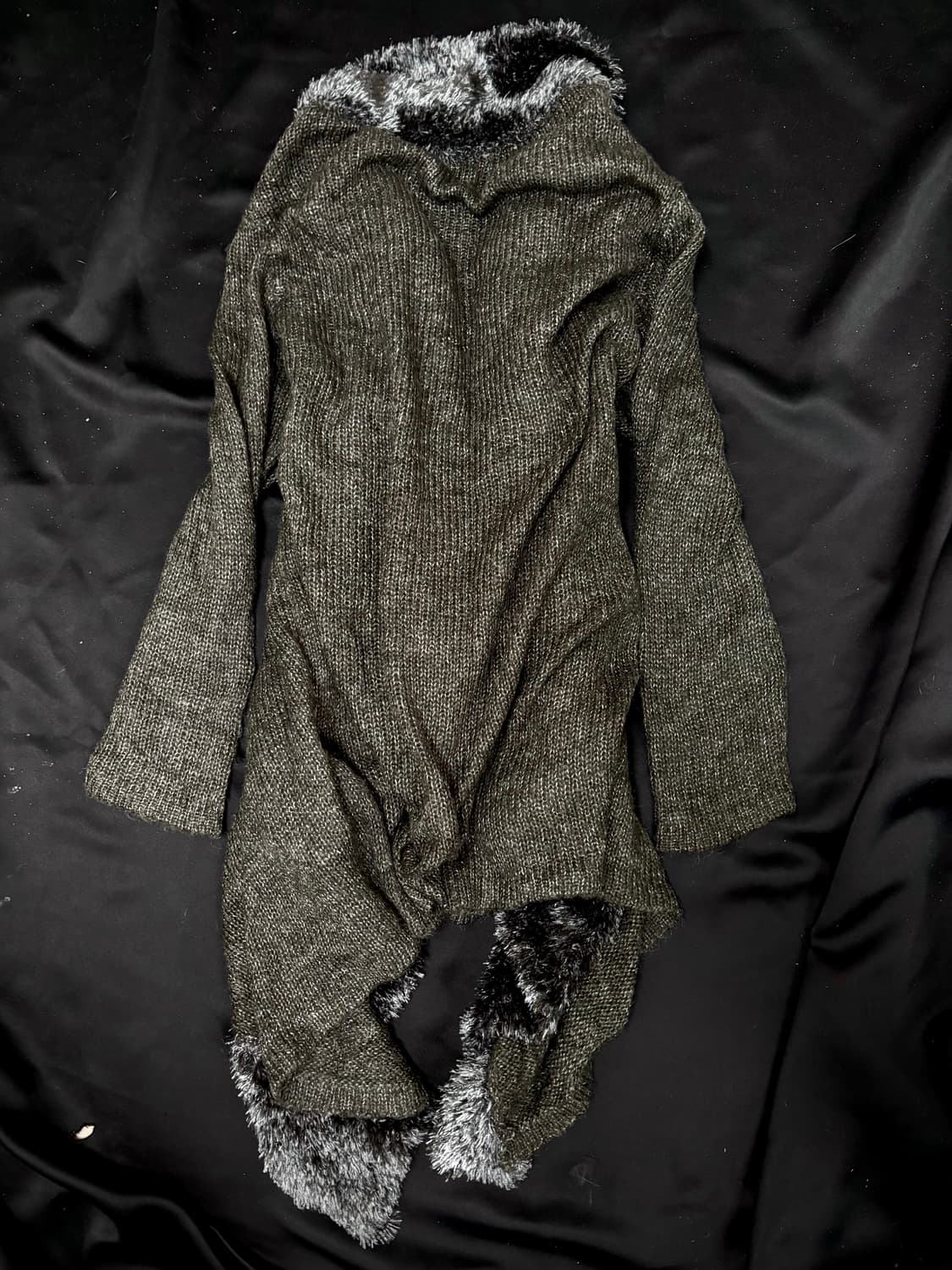 [V-KEI] Fur Detail Unbalanced Cardigan 상품이미지10