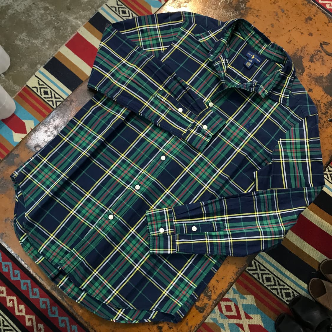 폴로랄프로렌 그린 네이비 마드라스 체크 셔츠남성 102 여성 프리 상품이미지2