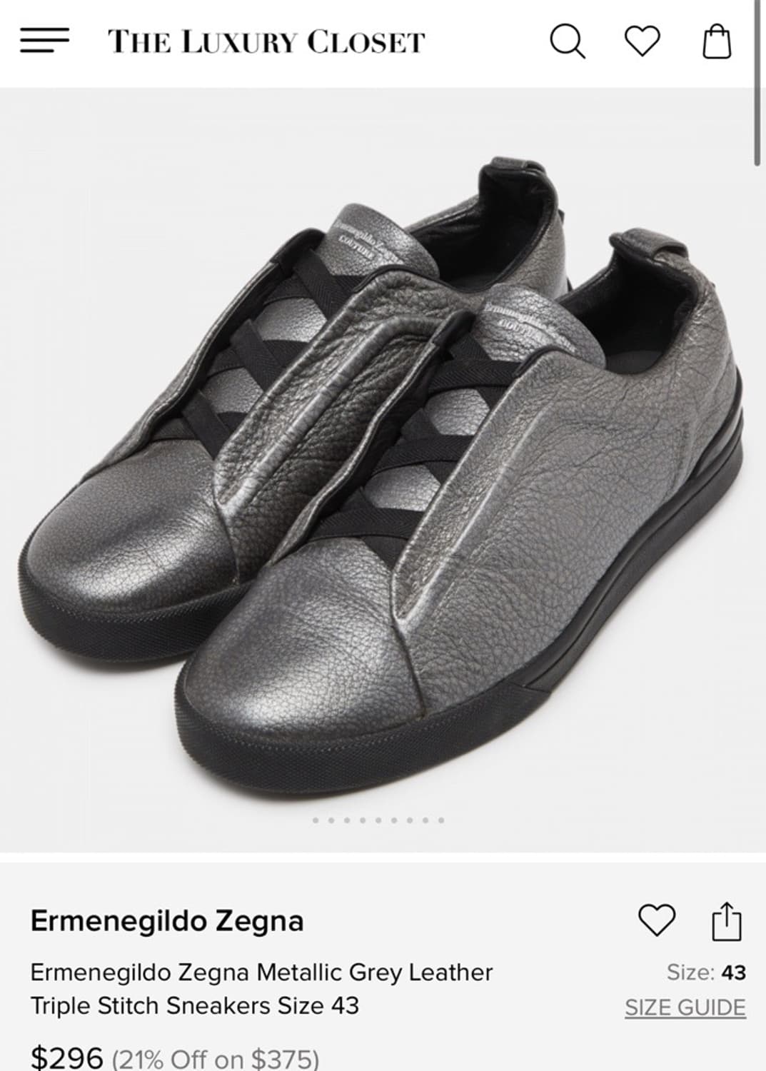 정품 6) 에르메네질도 제냐 트리플 스티치 스니커즈 255~260 상품이미지6