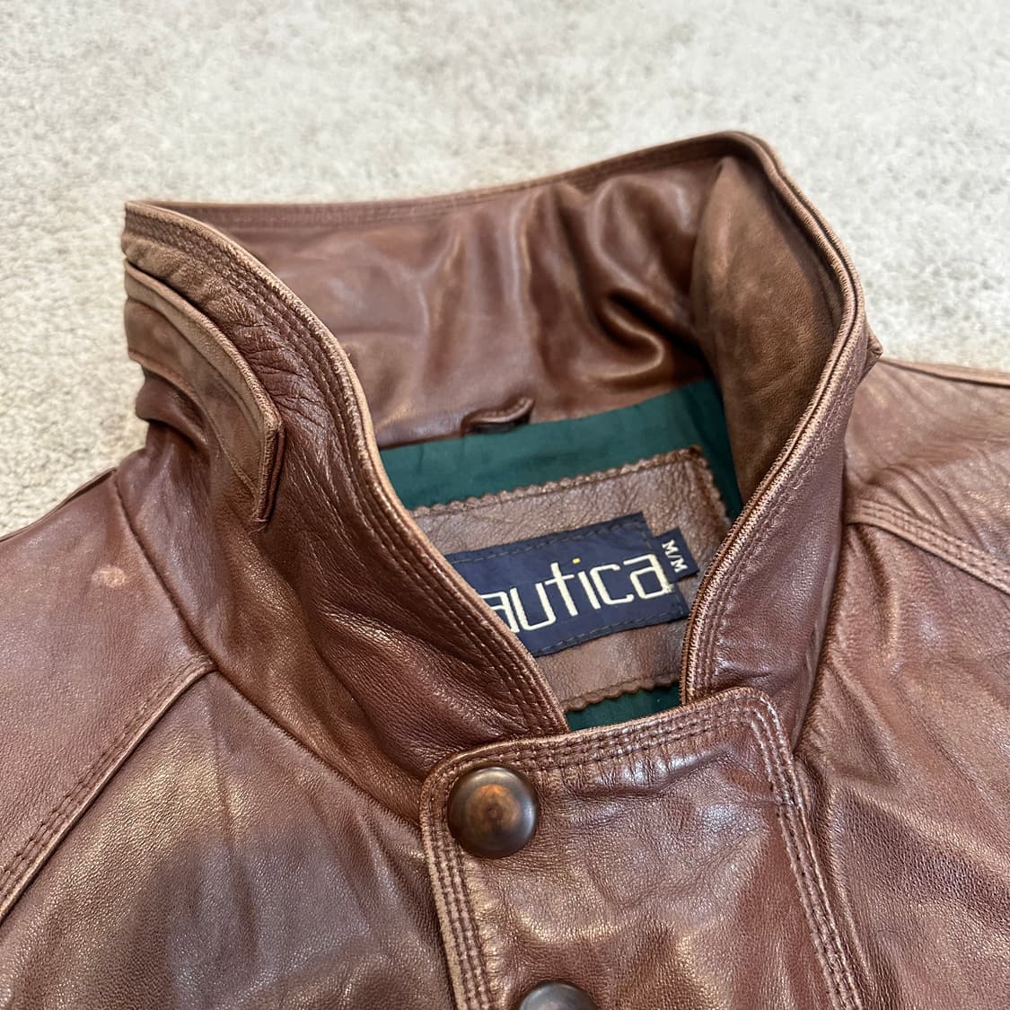 노티카 90s 브라운 양가죽 봄버 자켓L 상품이미지5