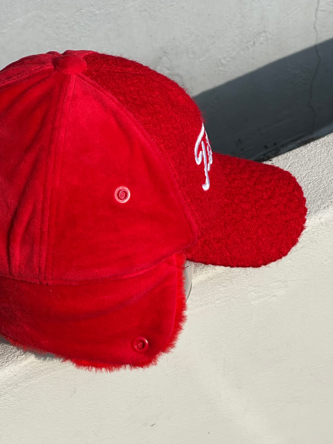 [S-M] 타이틀리스 로고 레드 트윌 이어머프 볼캡 모자 골프 상품이미지6