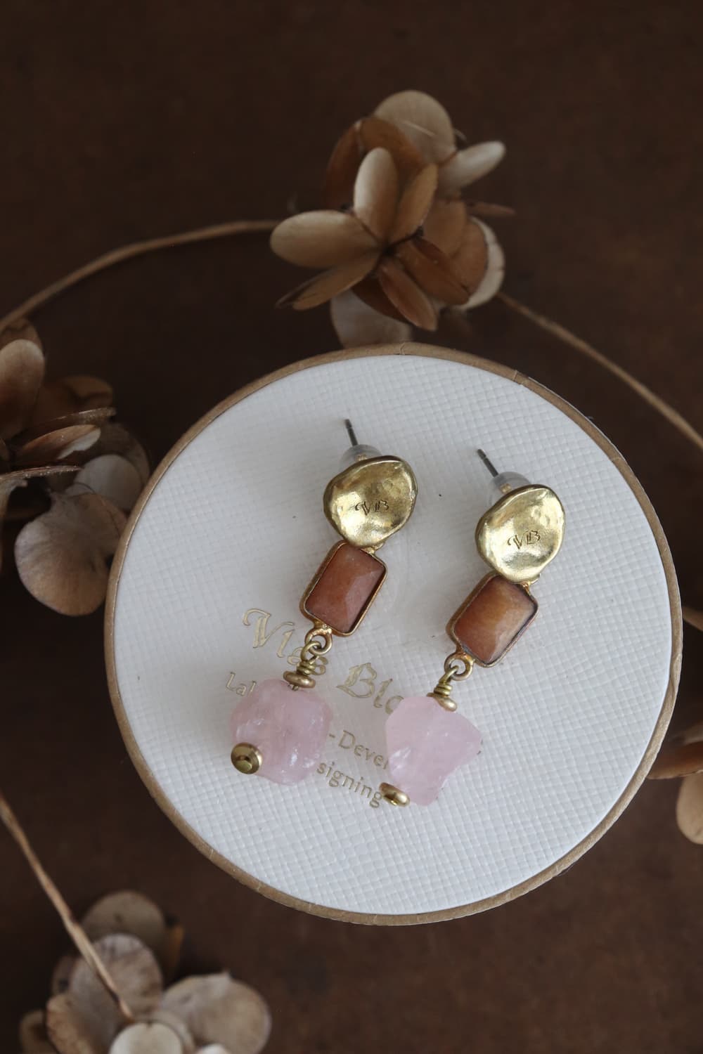 [Vlas Blomme] Rose Quartz Earrings 상품이미지1