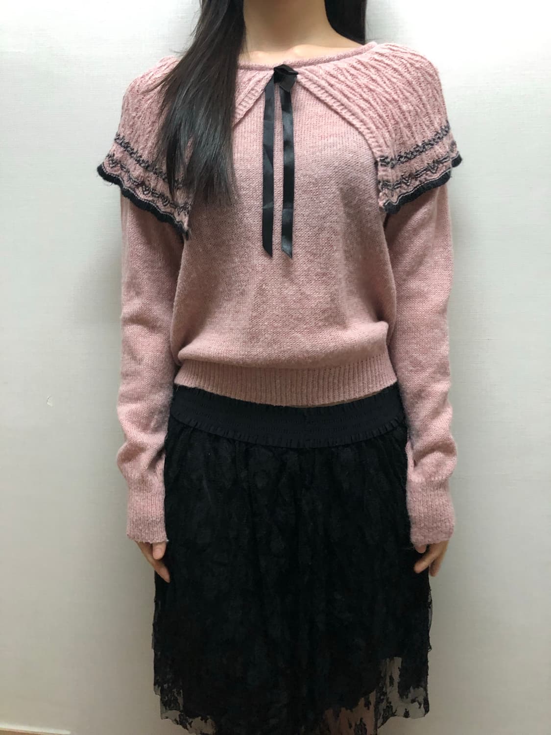 빈티지 핑크 리본 니트 상품이미지4