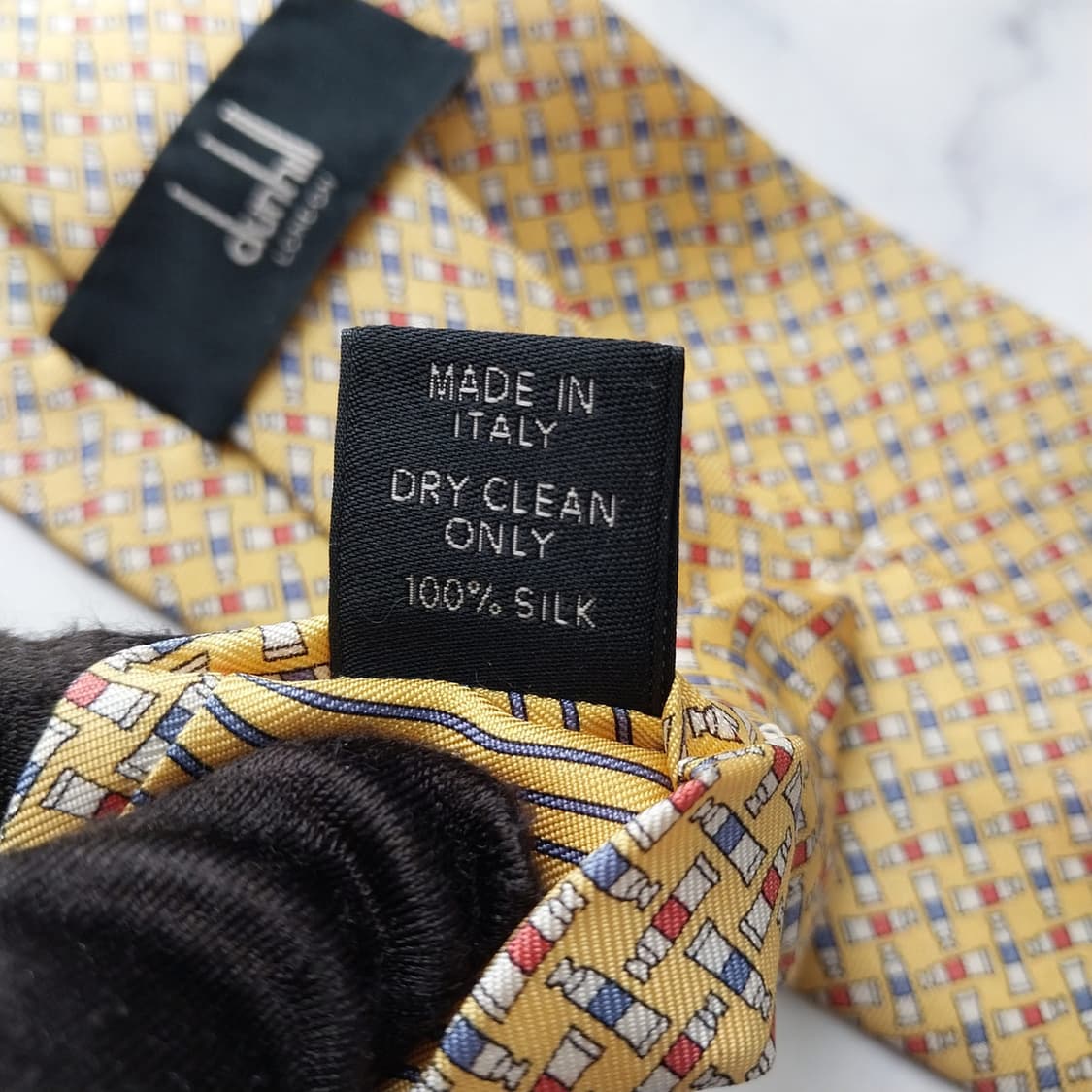 던힐 실크 옐로우 페인트 모티브 넥타이 9cm A등급 K2103
 상품이미지10