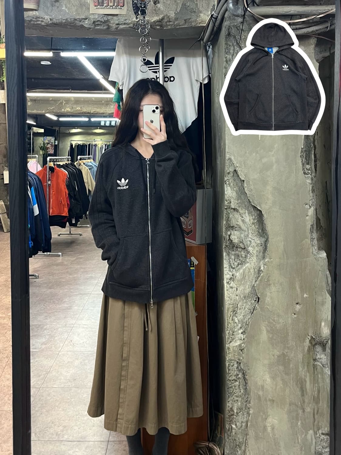 아디다스 기모 투웨이 후드집업 차콜 #csz2855 상품이미지1