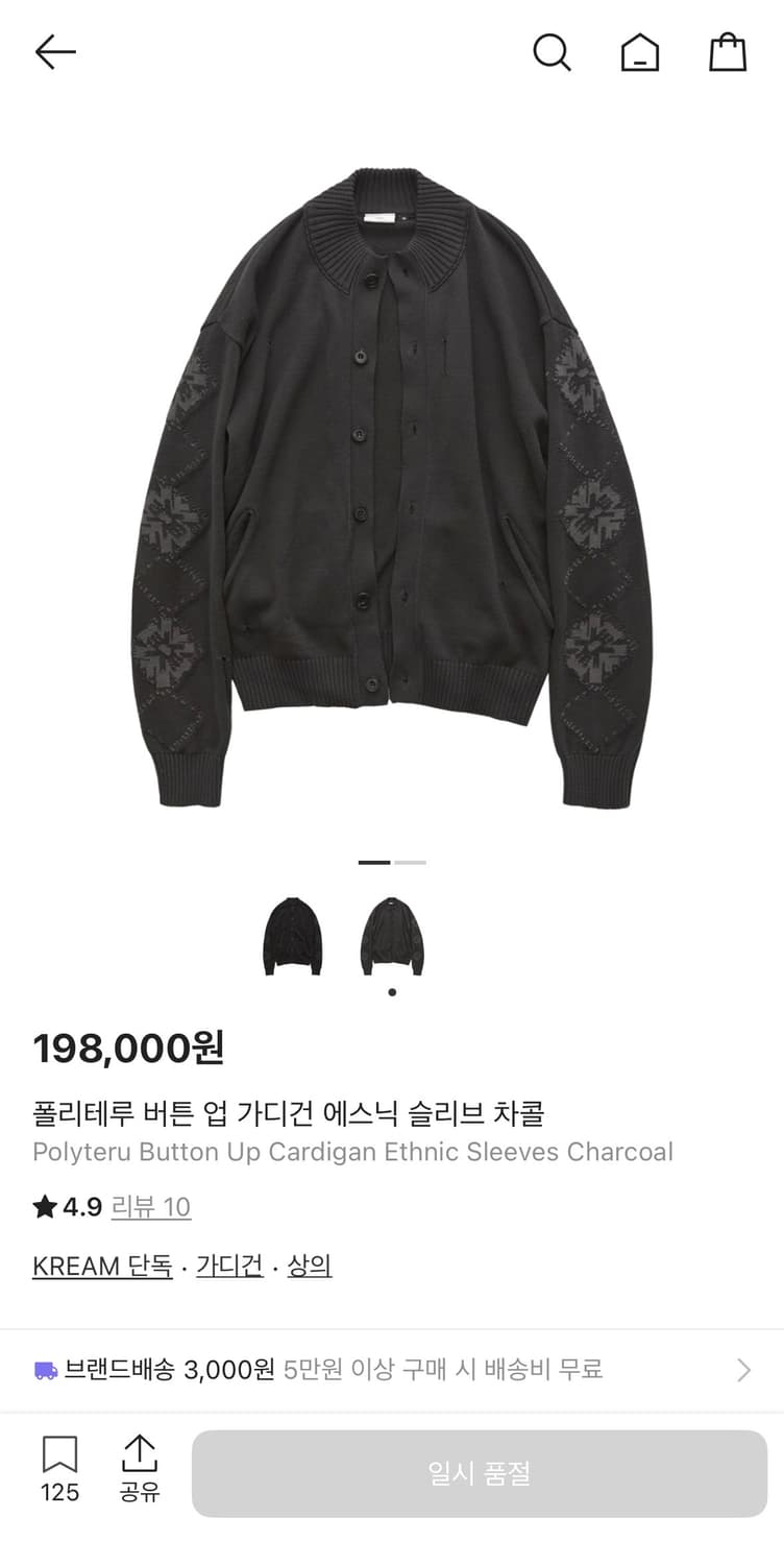 폴리테루 에스닉 가디건 차콜 4 상품이미지1