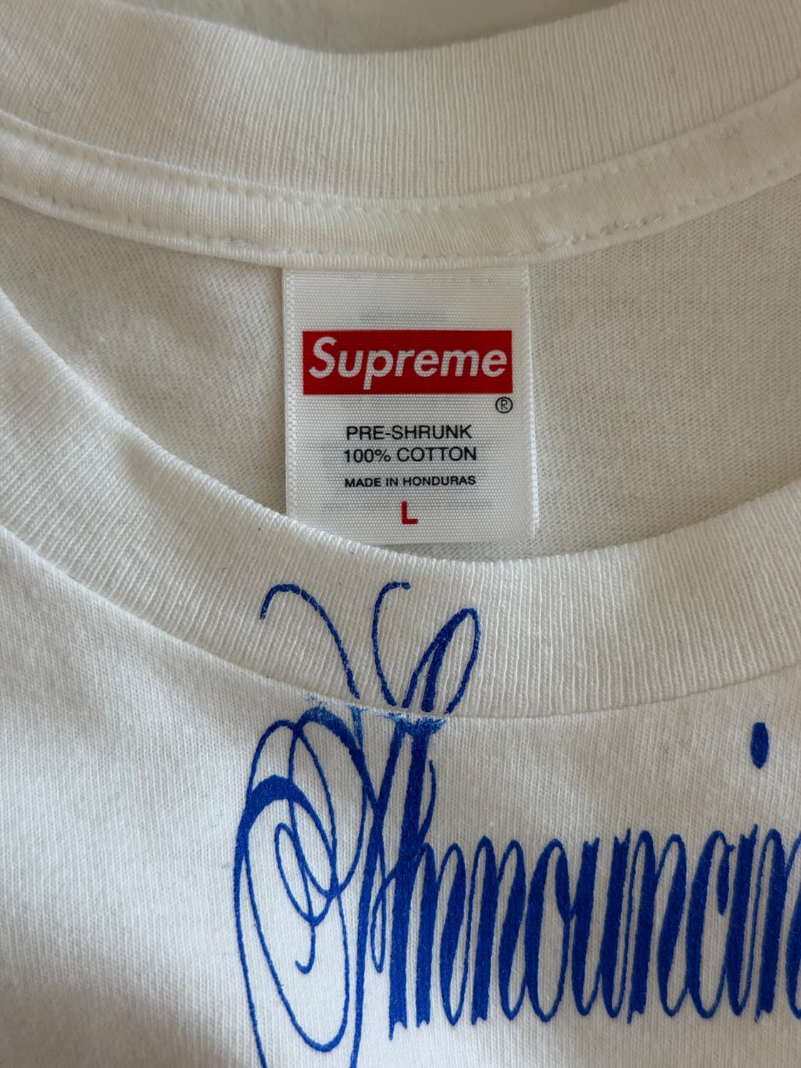 슈프림 어나운싱 티셔츠 화이트 L사이즈 상품이미지3