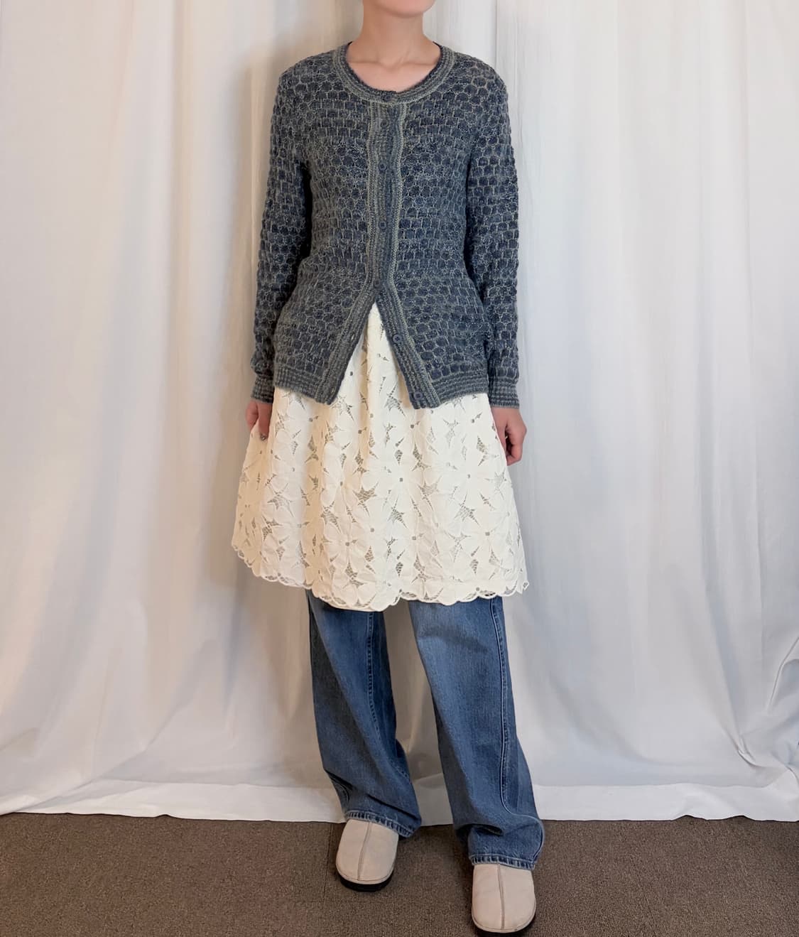 Circular Knit Cardigan - Blue 상품이미지7