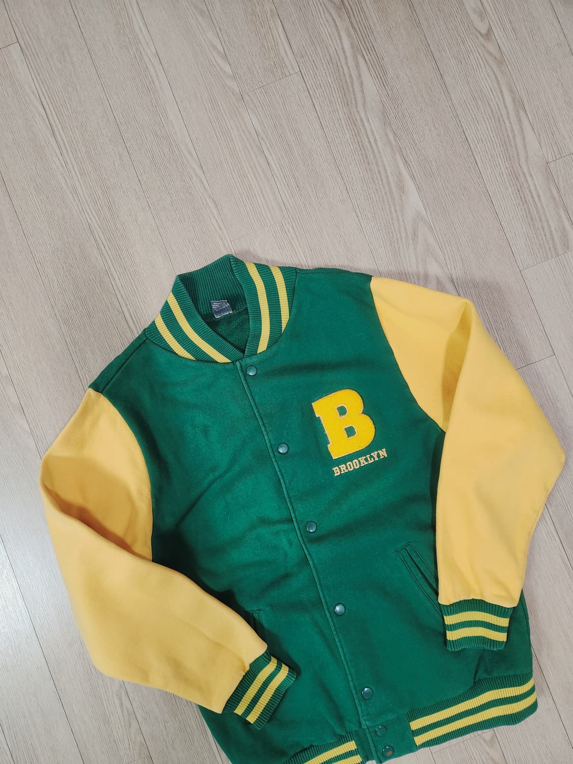 BROOKLYN INDUSTRIES 옐로우 그린 바시티 재킷 상품이미지3