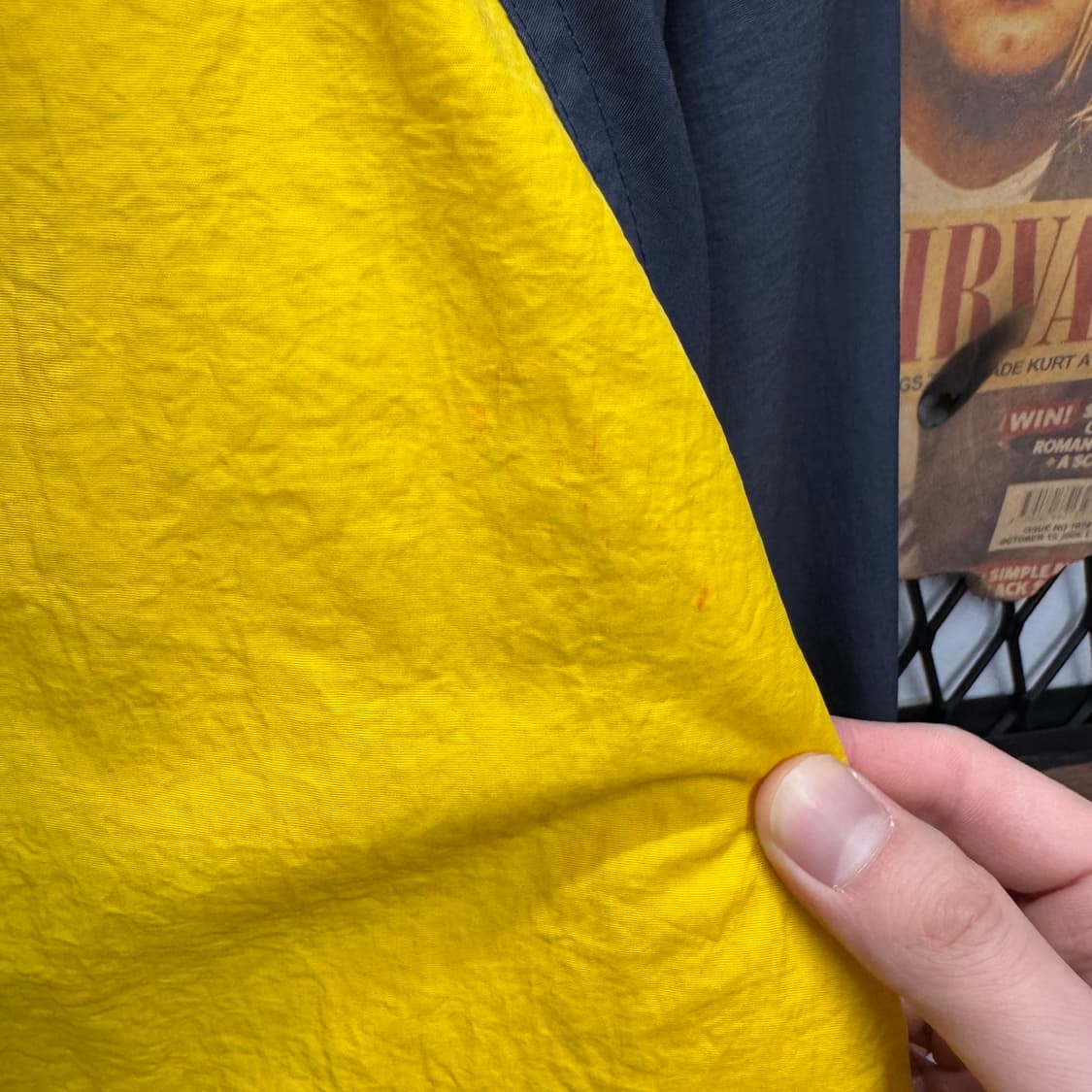 90s 타미힐피거 올드스쿨 나일론 후드집업 옐로 네이비 배색 상품이미지8