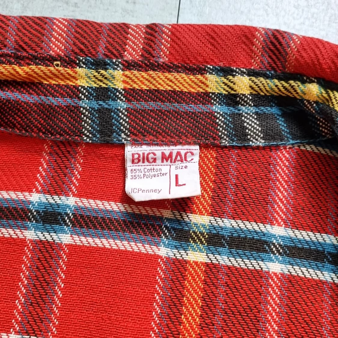 70s USA Big Mac Check Flannel Shirt L sz 상품이미지7