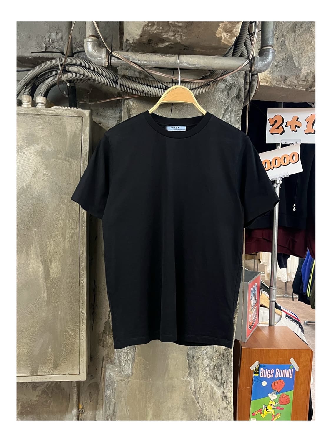 프라다 베이직 반팔티 블랙 M #csz3727 상품이미지1