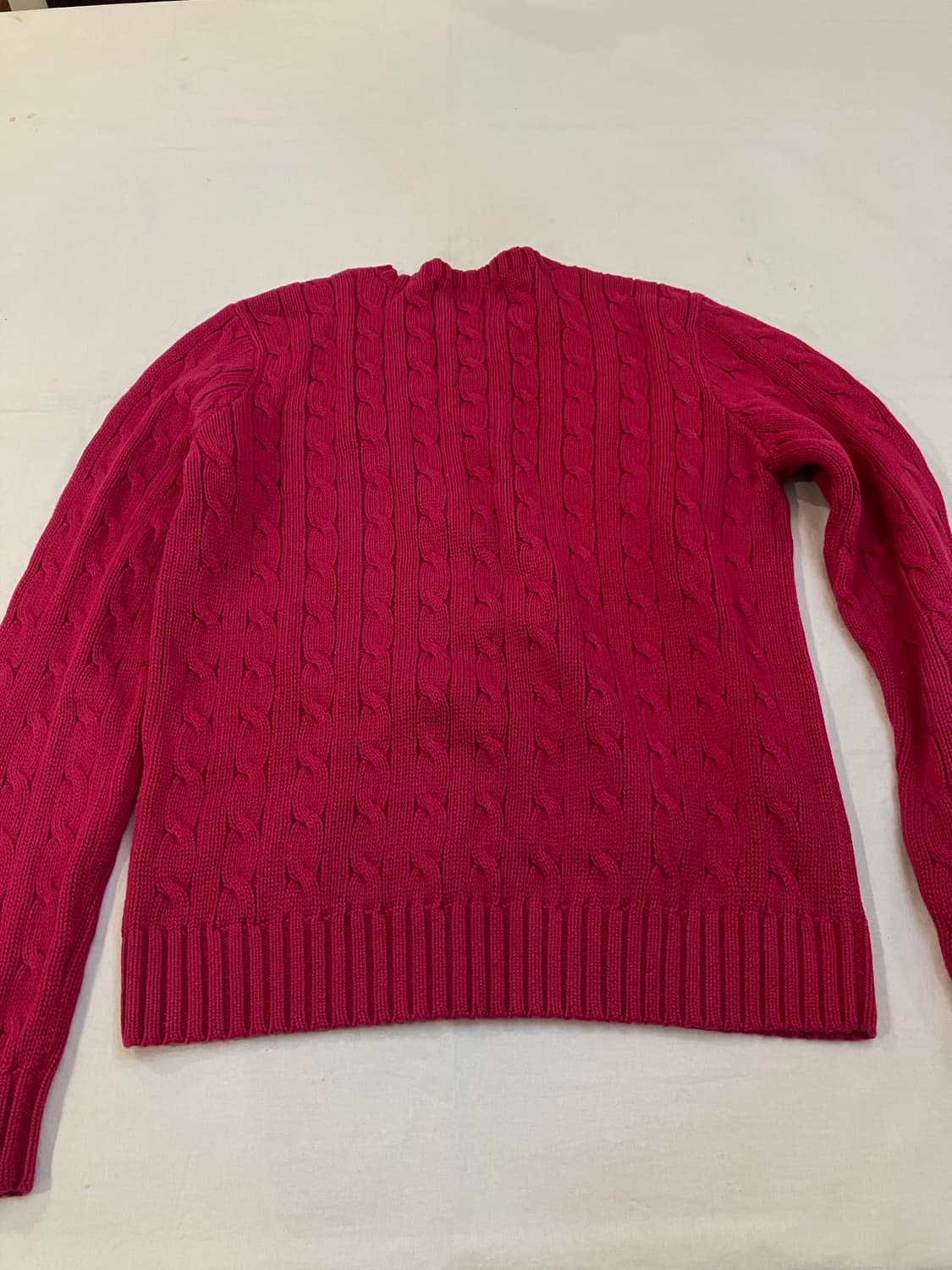 폴로 랄프로렌 딱붙핏 케이블 꽈배기 니트 핑크 상품이미지3