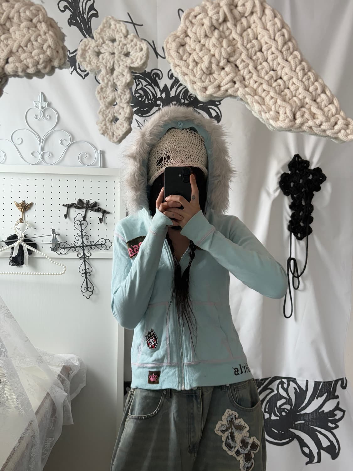 • Fur Hood Sky Blue Hood Zip-Up 상품이미지5
