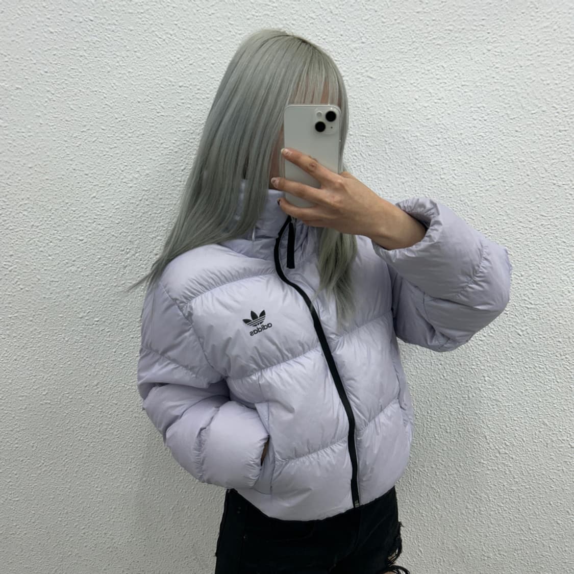 아디다스 파이어버드 로고 연보라 숏패딩 M 상품이미지3