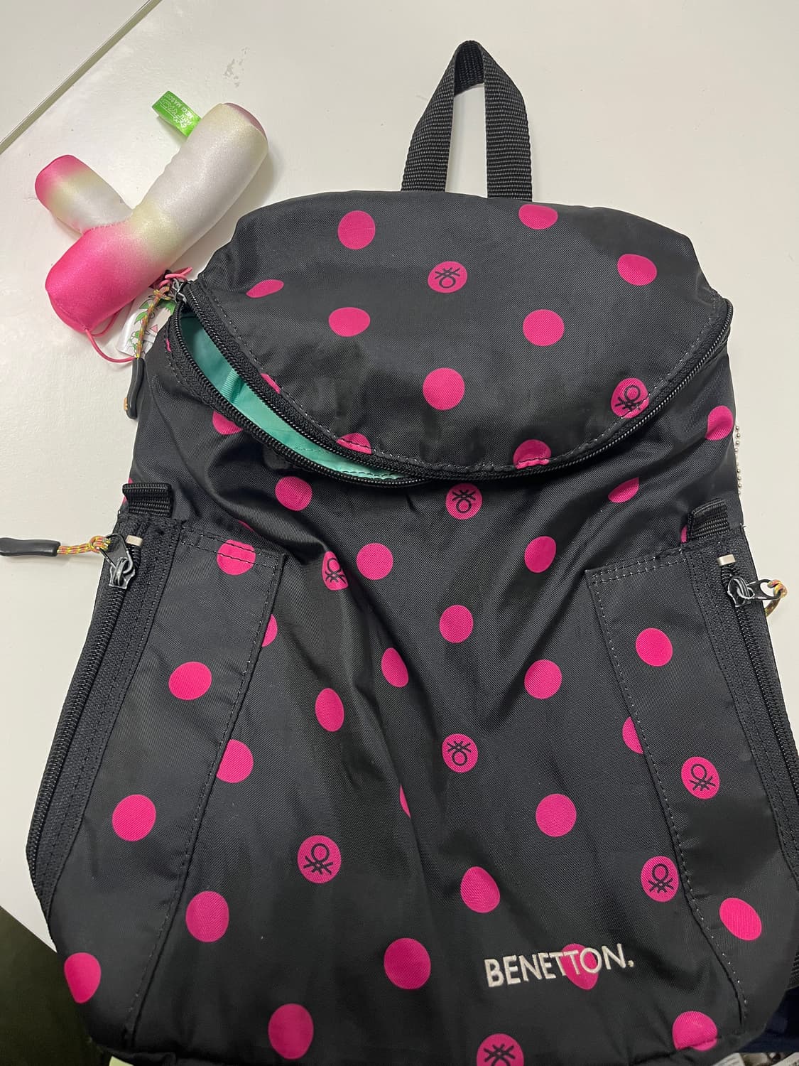 베네통 핫핑크 도트 백팩🎀 상품이미지8