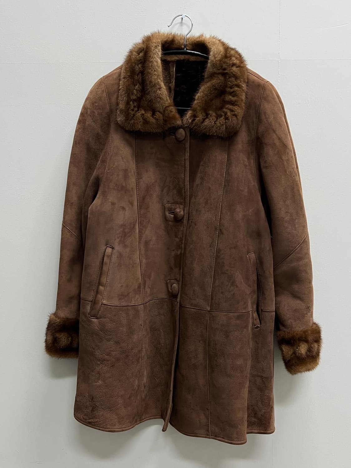 소프라니노 빈티지 스웨이드 무스탕 양가죽 코트 상품이미지2