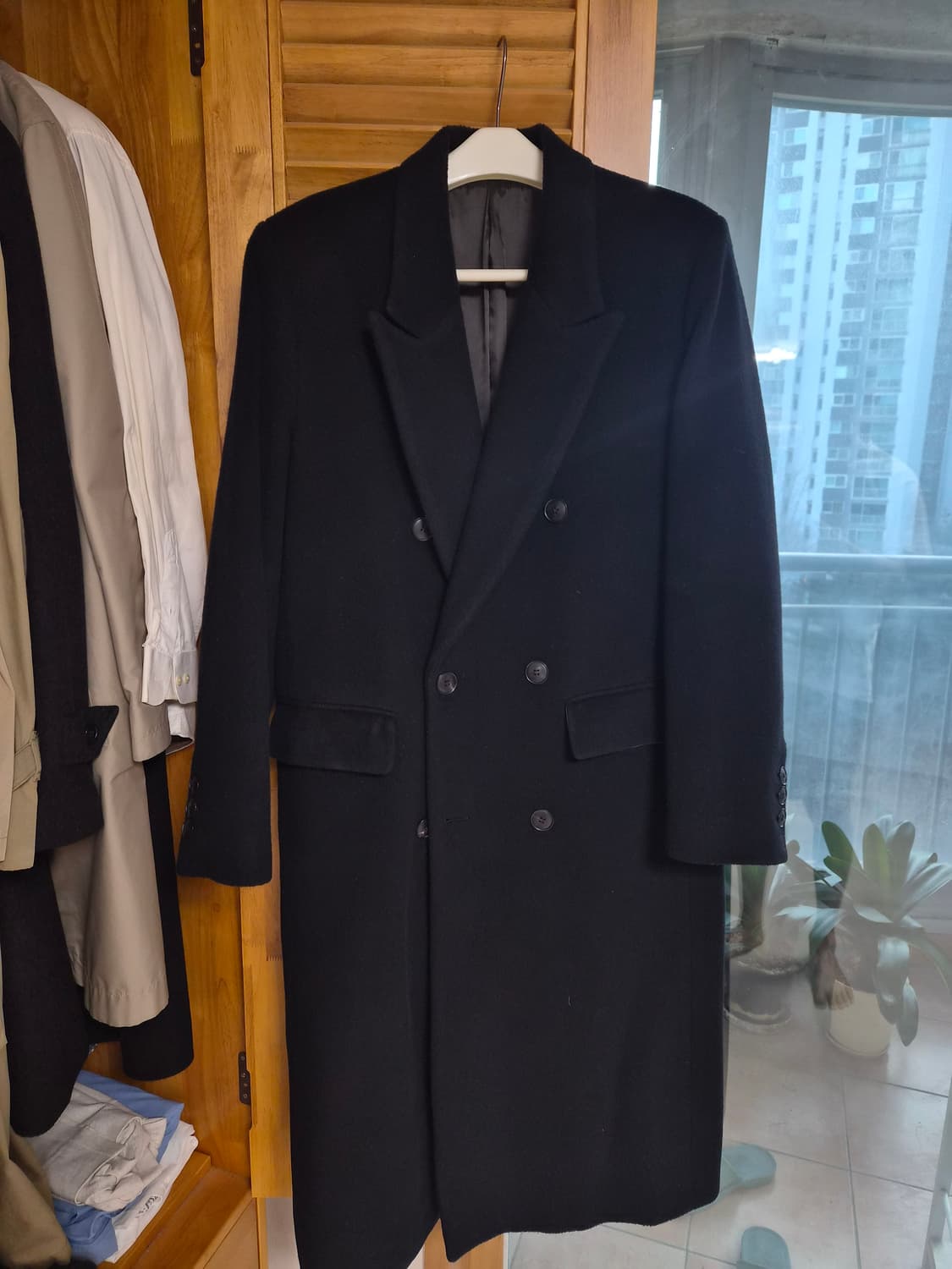 블랭크룸 더블 브레스티드 울코트 블랙 상품이미지3