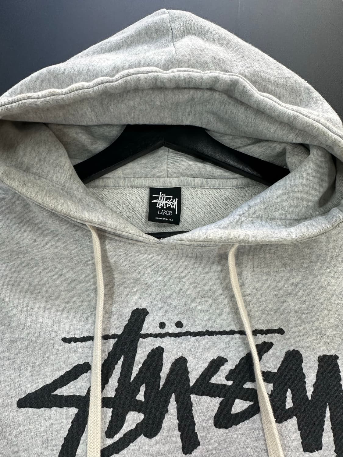 스투시 스탁 빅로고 후드티 멜란지그레이 상품이미지5