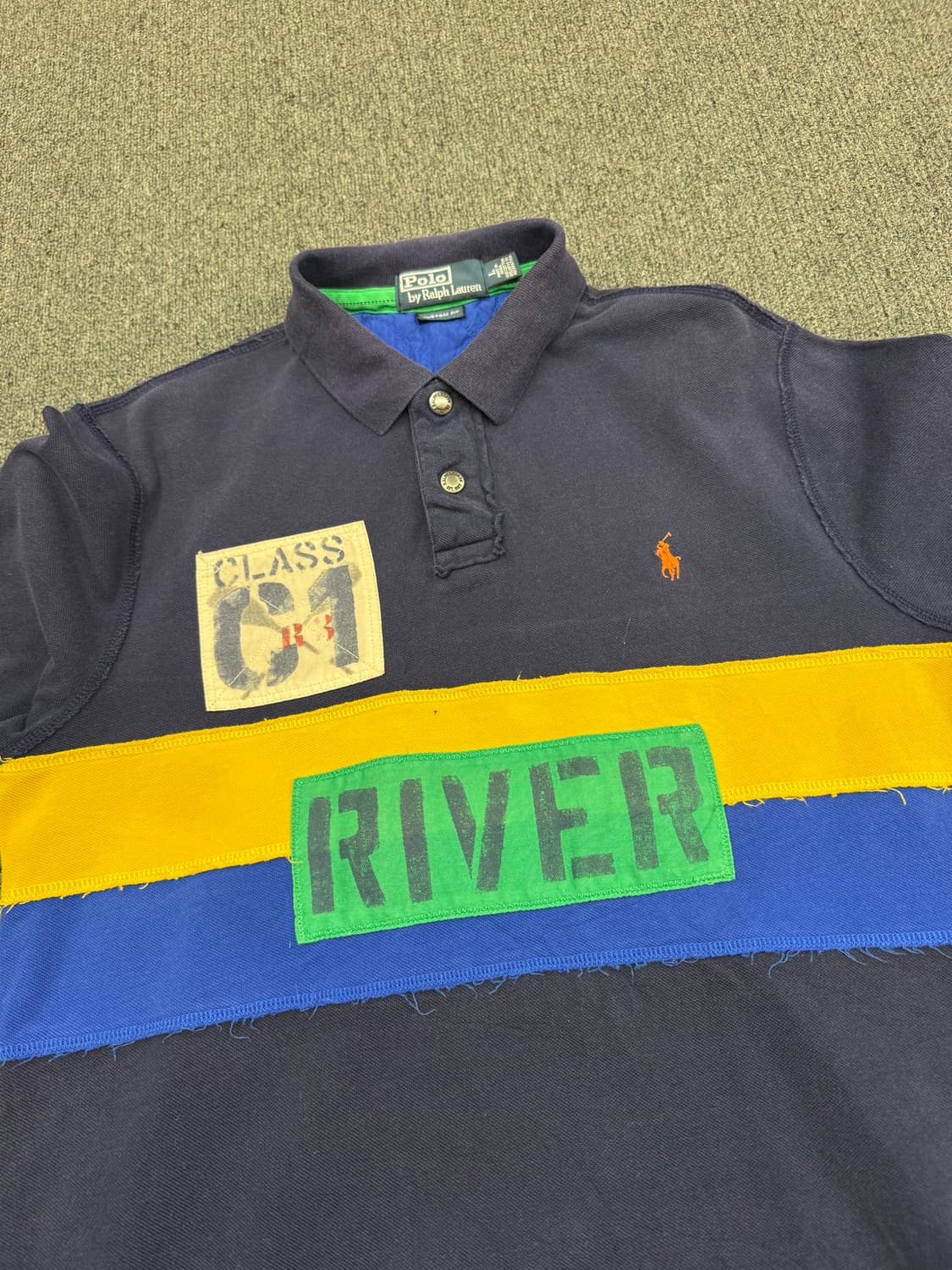 L)90’s 폴로 랄프로렌 빈티지 패치워크 럭비 반팔 티셔츠 상품이미지2