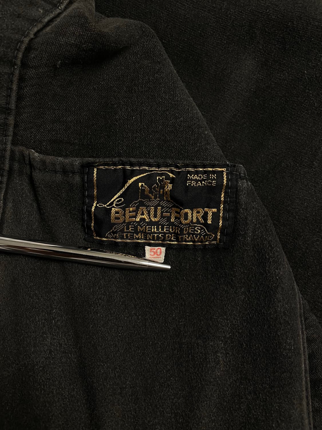 50's Le BEAU-FORT 빈티지 몰스킨 프렌치 워크자켓 블랙 상품이미지3