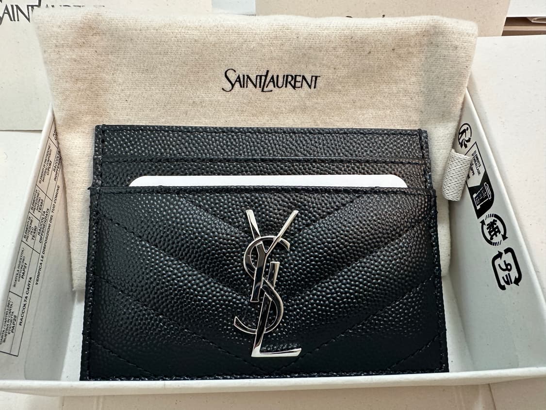 생로랑 카드지갑 블랙 캐비어 풀박스 상품이미지2