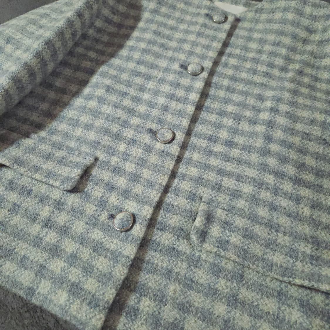 해리스트위드 프론트로우 체크 트위드 크롭 자켓 S 상품이미지5