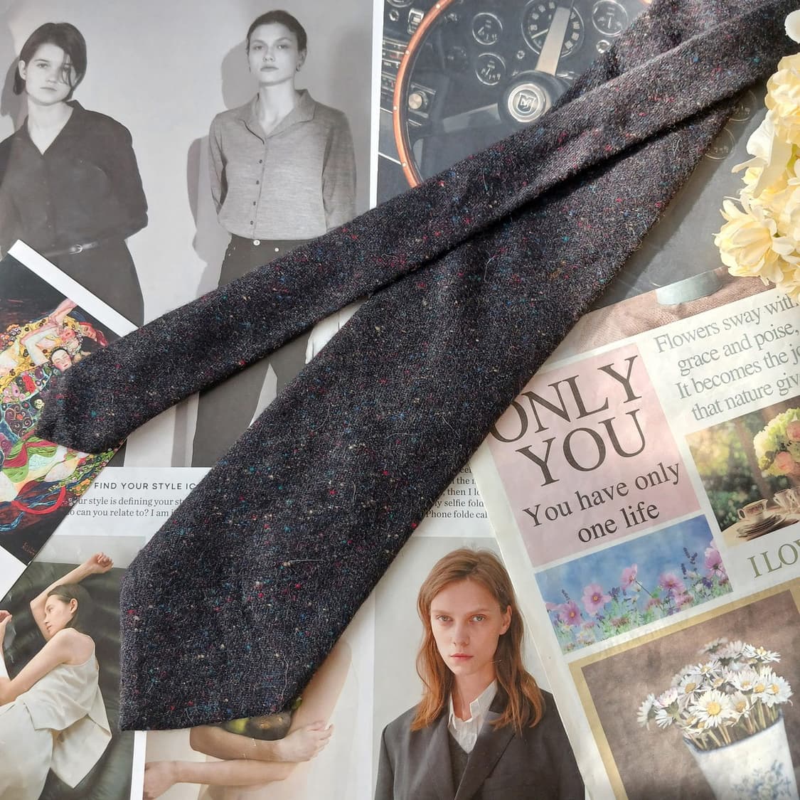 루이 페로 실크 울 믹스 넥타이 9.9cm A+~A등급 A19564 상품이미지5